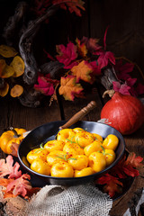 delicious autumnal dumplings with hokkaido pumpkin puree