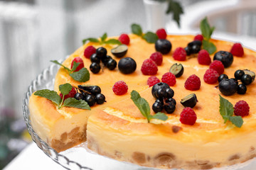 cake with fruits and berries