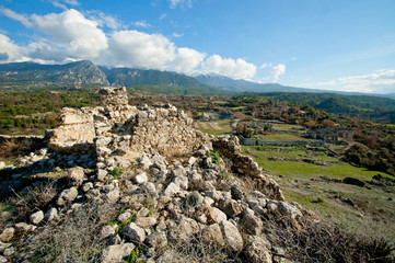 Ancient city ruins shot on a bright sunny day