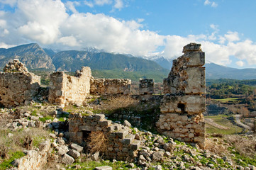 Fototapeta na wymiar Ancient city ruins shot on a bright sunny day