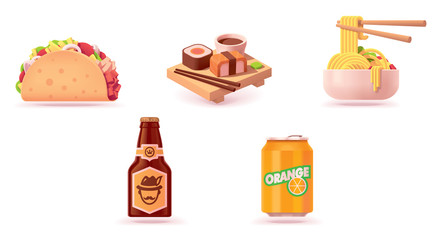 Vector fast food icon set