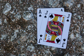 black jack poker card gamble beach theme