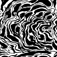 Brush painted wave seamless pattern. Black and white stripes grunge background.