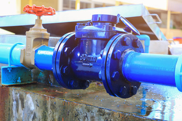 Water Meters  plumbing joint steel tap have repair pipe close up