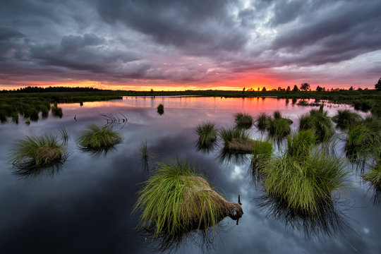 Stormy sunset on the lake
