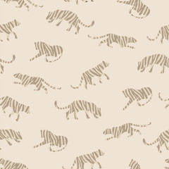 Obraz premium Seamless exotic pattern with abstract silhouettes of tigers.