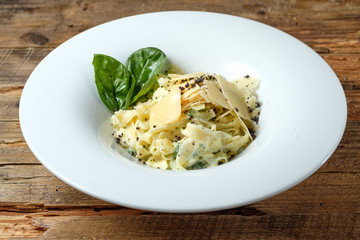 Cheese pasta with basil