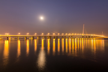 Fototapeta na wymiar Nightscape of Shenzhen Bay Bridge
