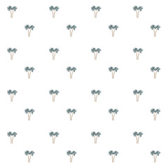 Seamless pattern of small  palm trees on a white background