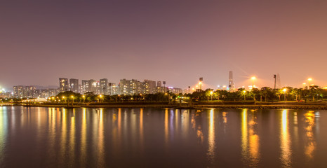 Fototapeta na wymiar Nightscape of Shenzhen Bay Park City