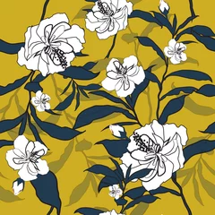 Gordijnen Outline blooming flower vector illustration. © MSNTY_STUDIOX