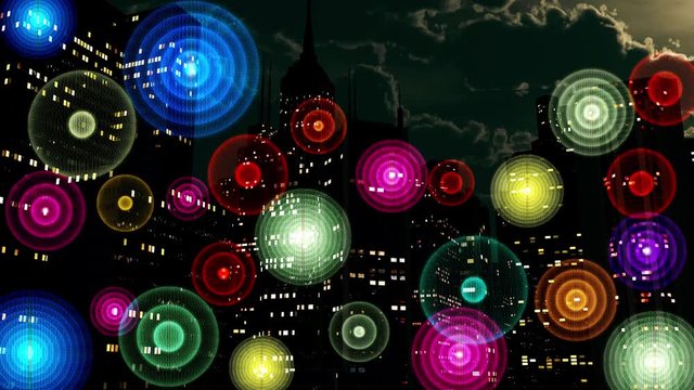 4K Wireless Networks in City at Night Animation