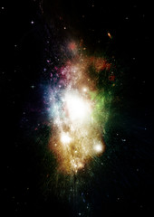 Stars, dust and gas nebula in a far galaxy