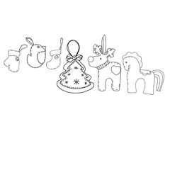 Set of vector black and white drawings on the theme of the celebration of Christmas and New Year