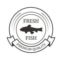 Round Monochrome Logo with Fish Shadow Inside