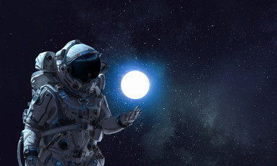 Spaceman and his mission. Mixed media © Sergey Nivens