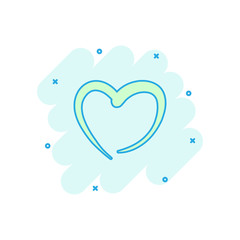 Vector cartoon hand drawn heart icon in comic style. Love sketch doodle heart illustration pictogram. Handdrawn valentine business splash effect concept.