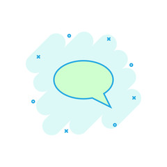 Vector cartoon blank empty speech bubble icon in comic style. Dialogue box illustration pictogram. Speech message splash effect concept.