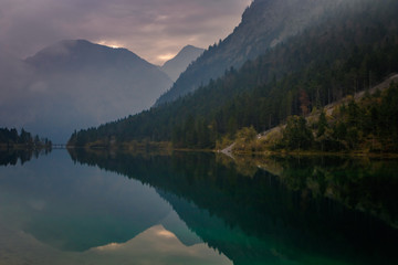 Lake Plansee in the European Alps, in Austria at early morning