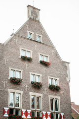 Achitecture or old houses on the street of the city elders Principalmark in Muenster in Germany. The houses were built in the 16th century. Traditional German ancient architecture.