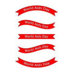 Set of World Aids Day ribbons. Vector illustration.