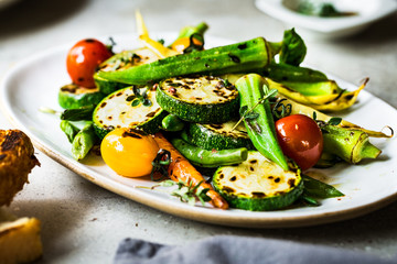 Charred Zucchini,Okra and Baby Carrot with Thyme and Balsamic