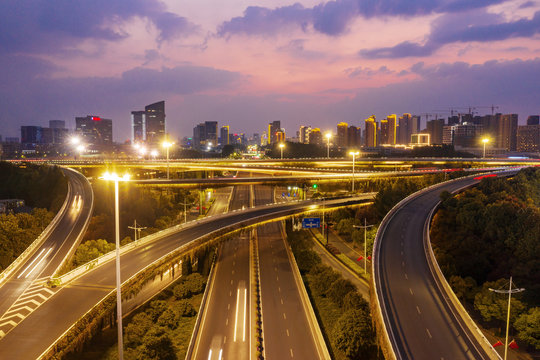 Highway transportation system highway interchange at mopac Expressway and highway 183 in Austin Texas USA summertime green road way interstate
