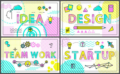 Idea and Start Up Promo Banners with Linear Icons