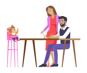 Parents Child Family Meeting Vector Illustration