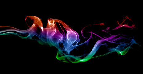 abstract colorful smoke on black background