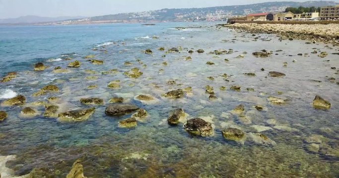 beautiful top view of the coral beach, beautiful sea wave