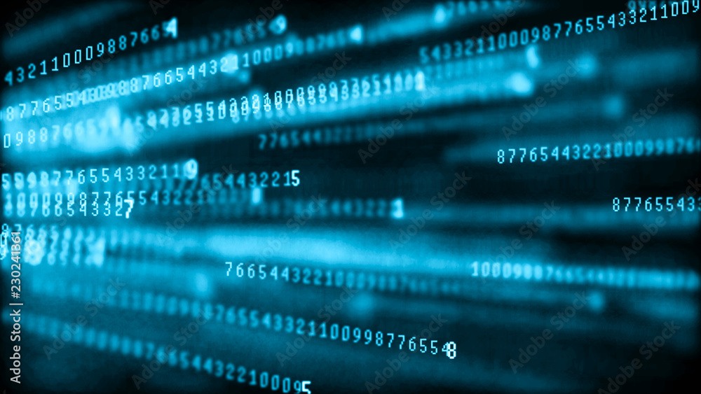 Fototapete Digital background matrix. Binary computer code. Hacker concept. 3d rendering
