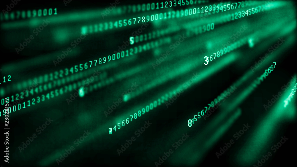 Fototapete Digital background matrix. Binary computer code. Hacker concept. 3d rendering