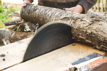 woodworking circular saw, wood cutting, working with a saw