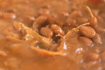 Red kidney beans soup, small splash, close up food