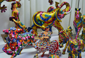 Colorful bright toys made in mosaic technique.
