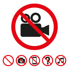 No camera sign icon on white background.