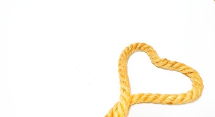 Heart made  rope on white background