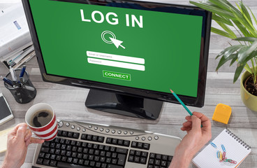 Login concept on a computer