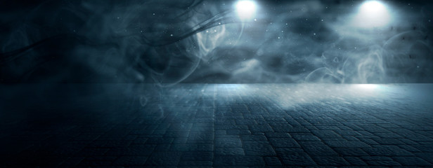 Texture dark concrete floor with mist or fog