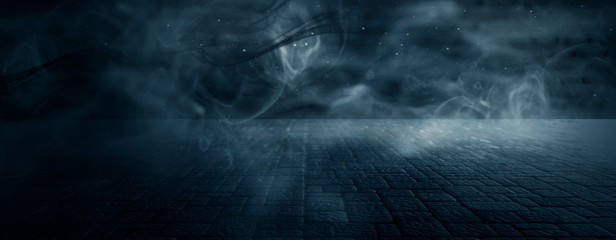 Texture dark concrete floor with mist or fog