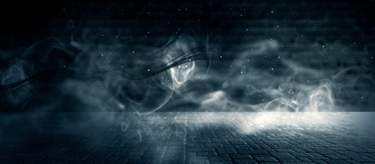 Texture dark concrete floor with mist or fog