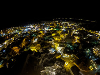 aerial view of cappadocia, goreme at night. most famous and popular place in Turkey 