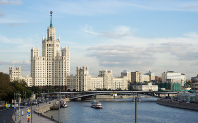 Fototapeta na wymiar Moscow cityscape. Moscow-river, Bridge