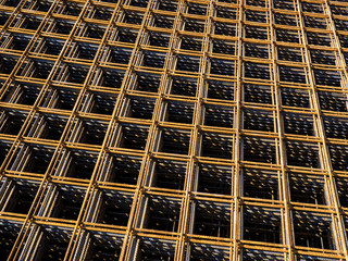Layers of rebar steel outddoor on building site