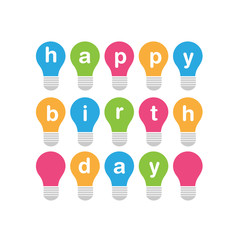 Creative birthday card design with colorful bulbs