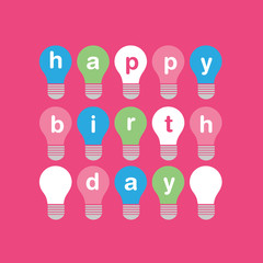 Creative birthday card design with colorful bulbs