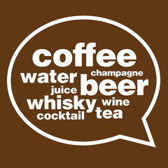 Beverage menu inside text bubble