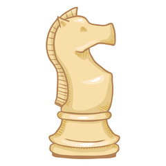 Vector Single Cartoon Illustration - White Knight Chess Figure.