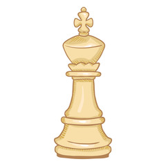Vector Single Cartoon Illustration - White King Chess Figure.